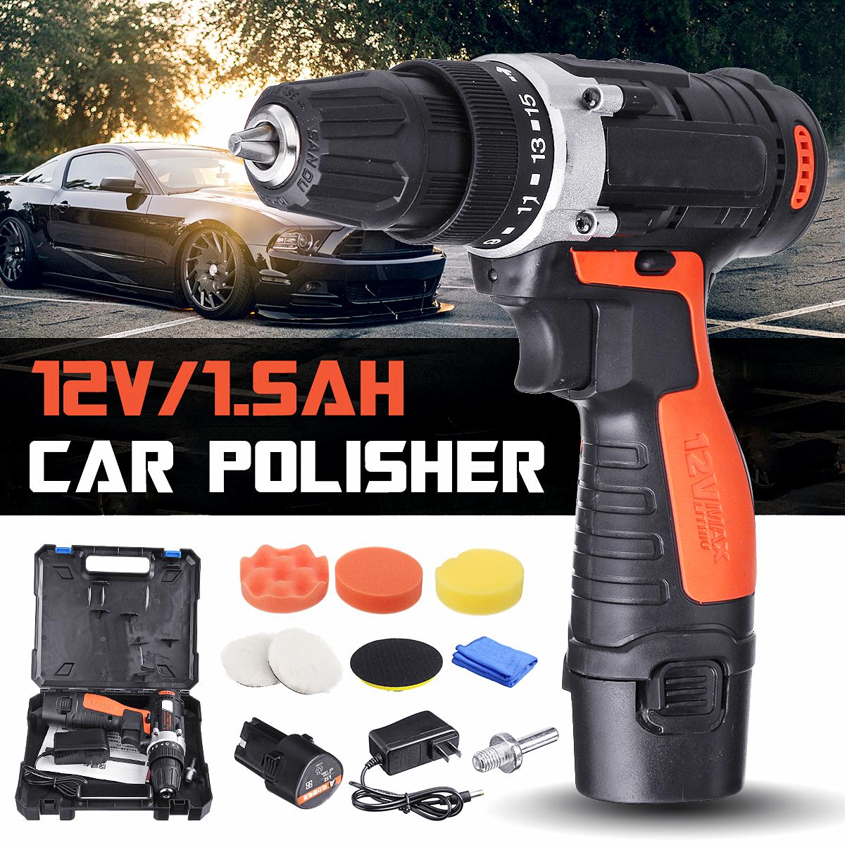 Cordless Li-ion New Car Polisher Sander Polishing Machine 12V + Sponge Pad -