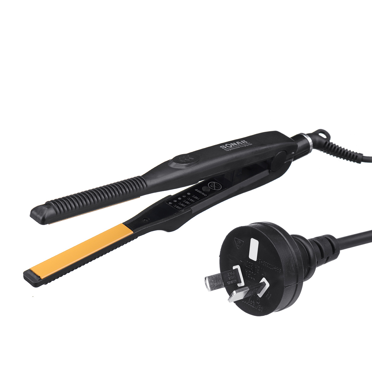 2 In New 1 Ultra-Thin Hair Straightener Salon Curler PRO Curling Fast Styling US/AU/EU/UK Plug White/Black - Black AU Plug