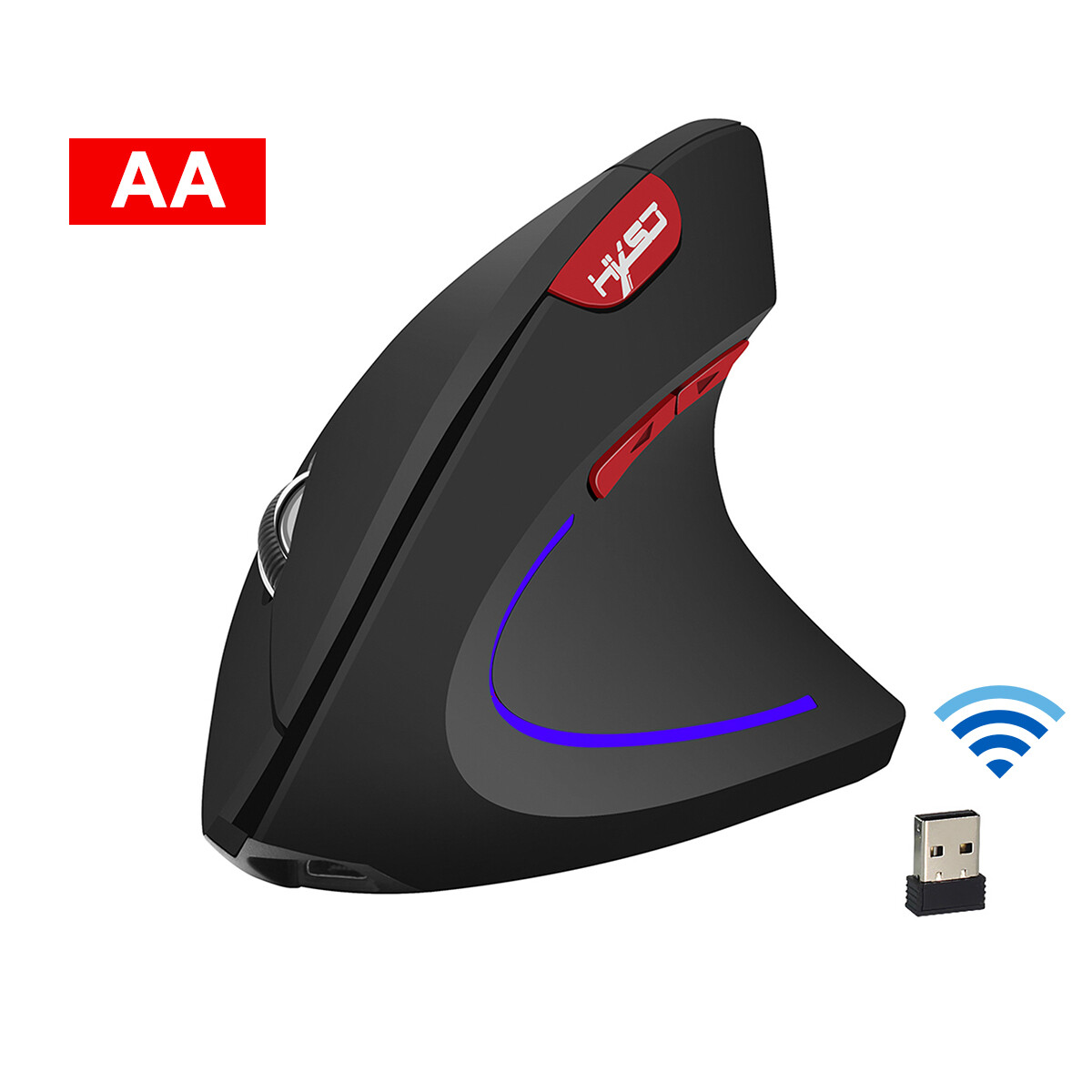 2.4GHz Wireless HOT SELL Vertical Mouse With Receiver 2400DPI Laptop/Desktop-T2 Black