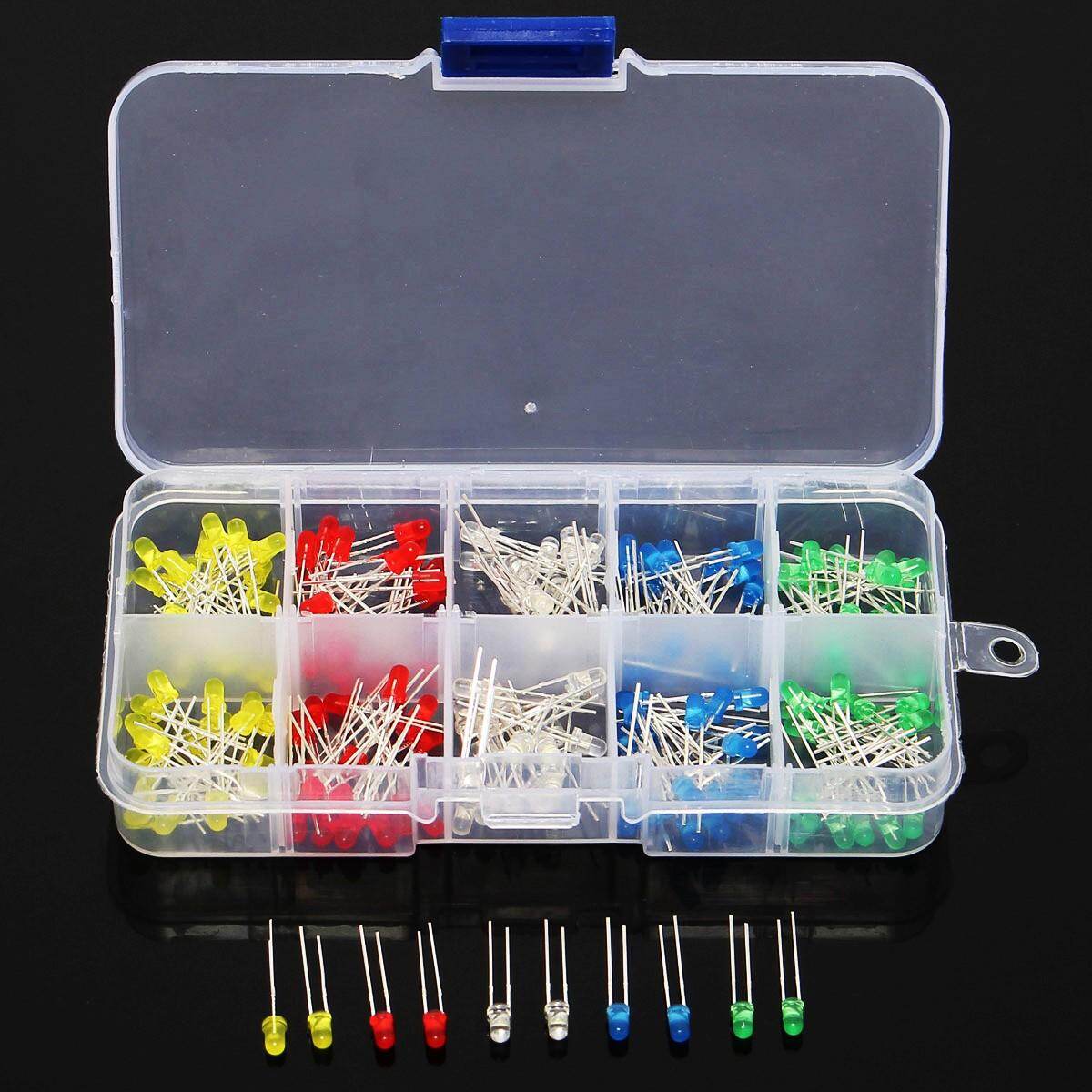 200pcs 3mm LED Bulb Light Assorted Kit Red Green Blue Yellow White DIY LEDs Set