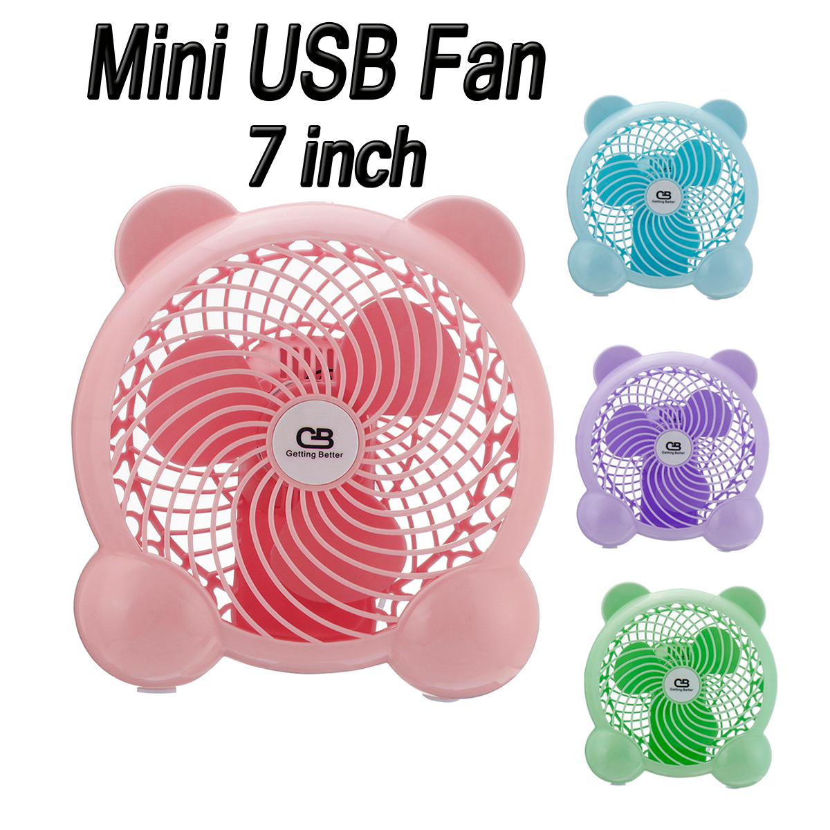 7" Portable Mini Fan Desktop Cooling Desk Computer Laptop PC Cooler Fan For Summer-Pink
