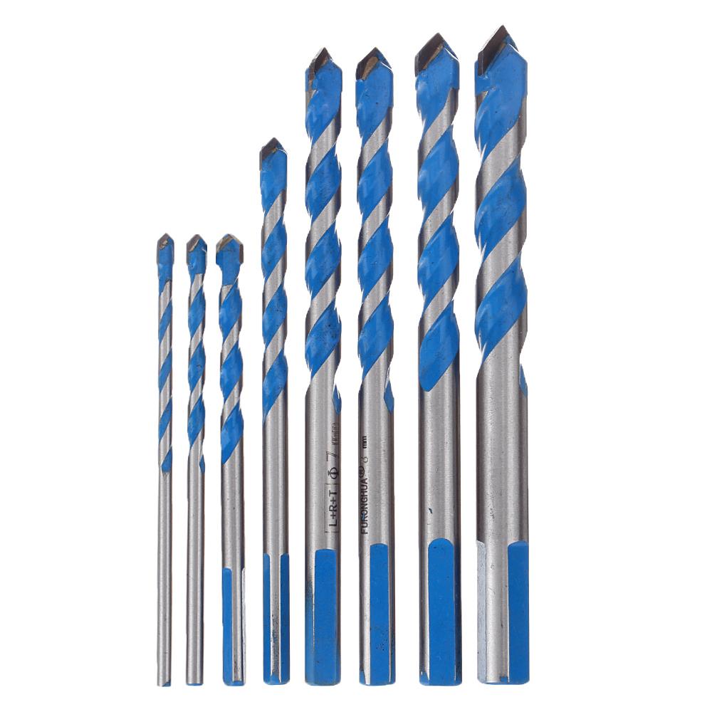 Drillpro 8Pcs New Multi Purpose Carbide Tip Drill Bits Set Multi Construction Hole Saw Cutter for Concrete Masonry Ceramics Tiles Wood Plastic Metal Sheets and Aluminum -