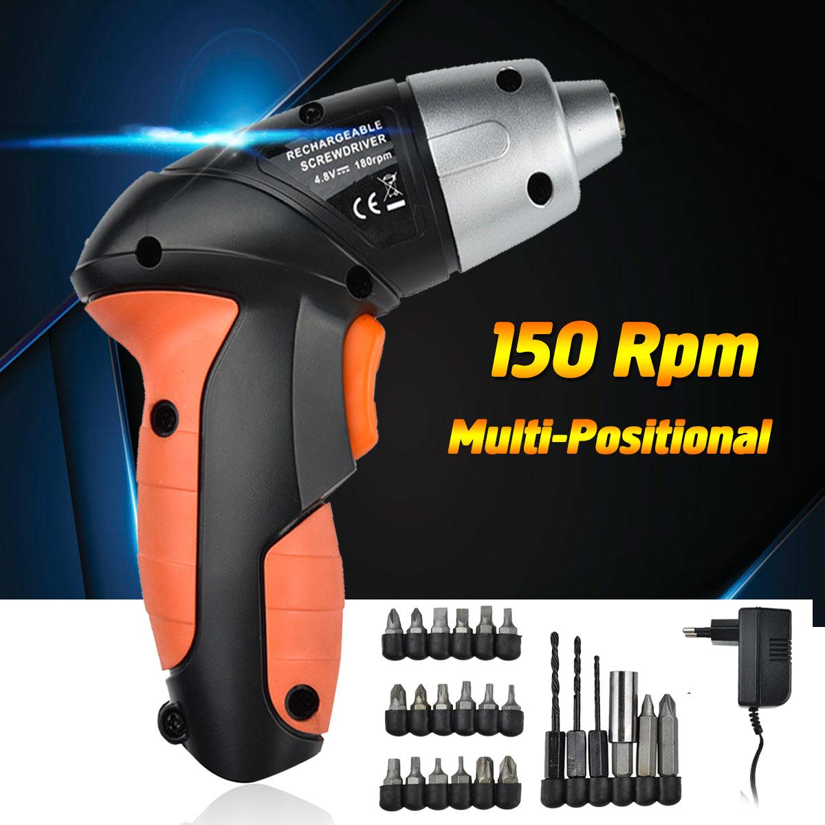 PRO 24PC 4.8V ELECTRIC RECHARGEABLE BATTERY CORDLESS SCREWDRIVER DRILL SET BITS -