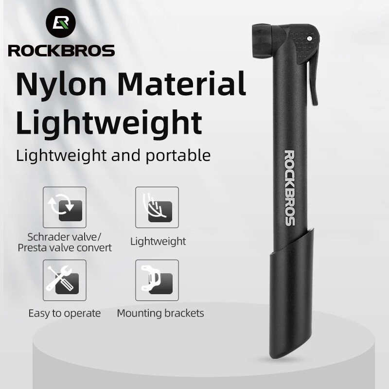 ROCKBROS 80PSI Bike Pump Schrader Presta Valve Bicyle Pump MTB Road Mini Portable Air Inflator Cycling Pump