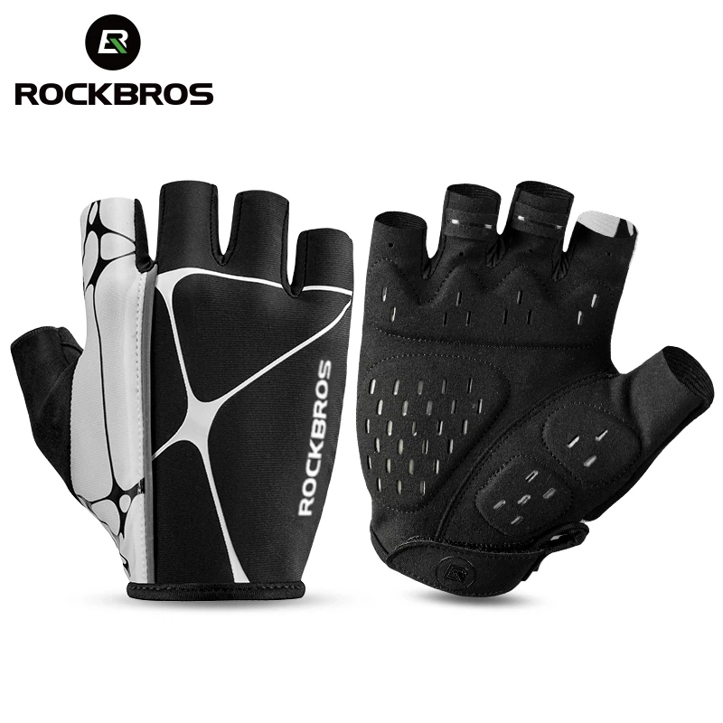 ROCKBROS Bicycle Gloves Breathable Half Finger Reflective MTB Bike Cycling Gloves Thickened Silicone Shock-absorption