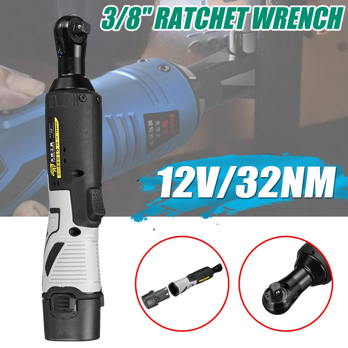 12V 3/8'' New 32Nm Electric Rechargeable Cordless Ratchet Angle Wrench Tool -