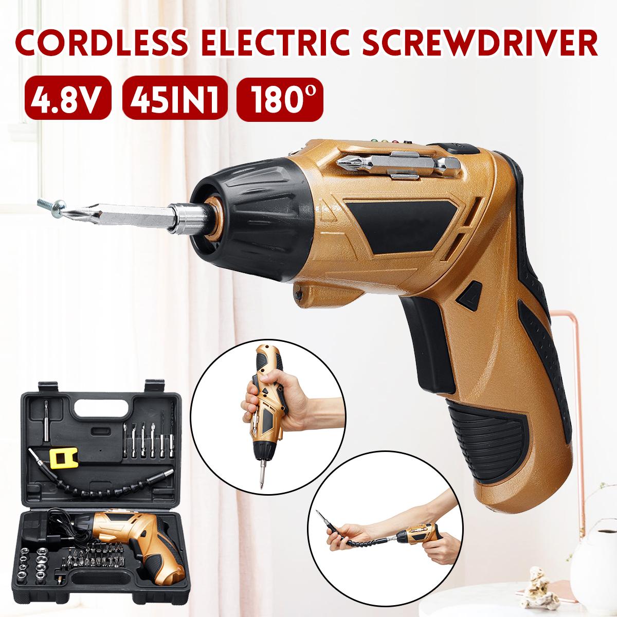 45IN1 Rechargeable New Cordless Electric Screwdriver Drill Kit Power Tool -