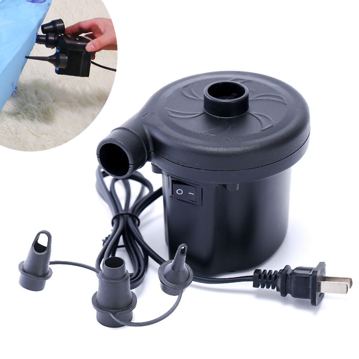 2.6M/1.5M/1.3M/1.1M For 1-5 Persons Kids Large Inflatable Swimming Pool Family Lounge Water Play Fun Backyard Bathing Tub - Black Electric air pump