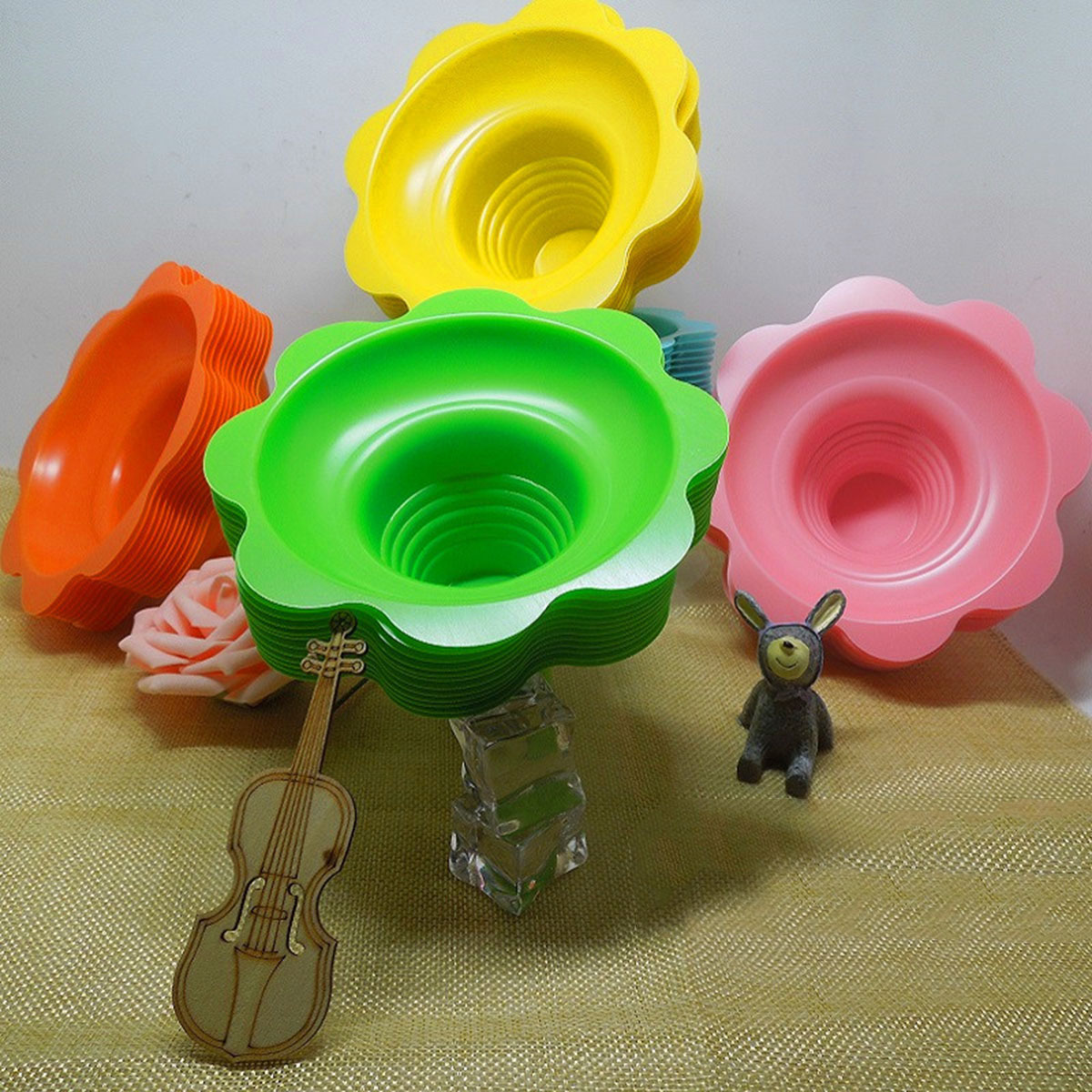 100pcs Flower Cup Bowl Shaved Ice Cream Parfait Sundae Snow Cone 150/250/450ml - 250ml (100 pack)