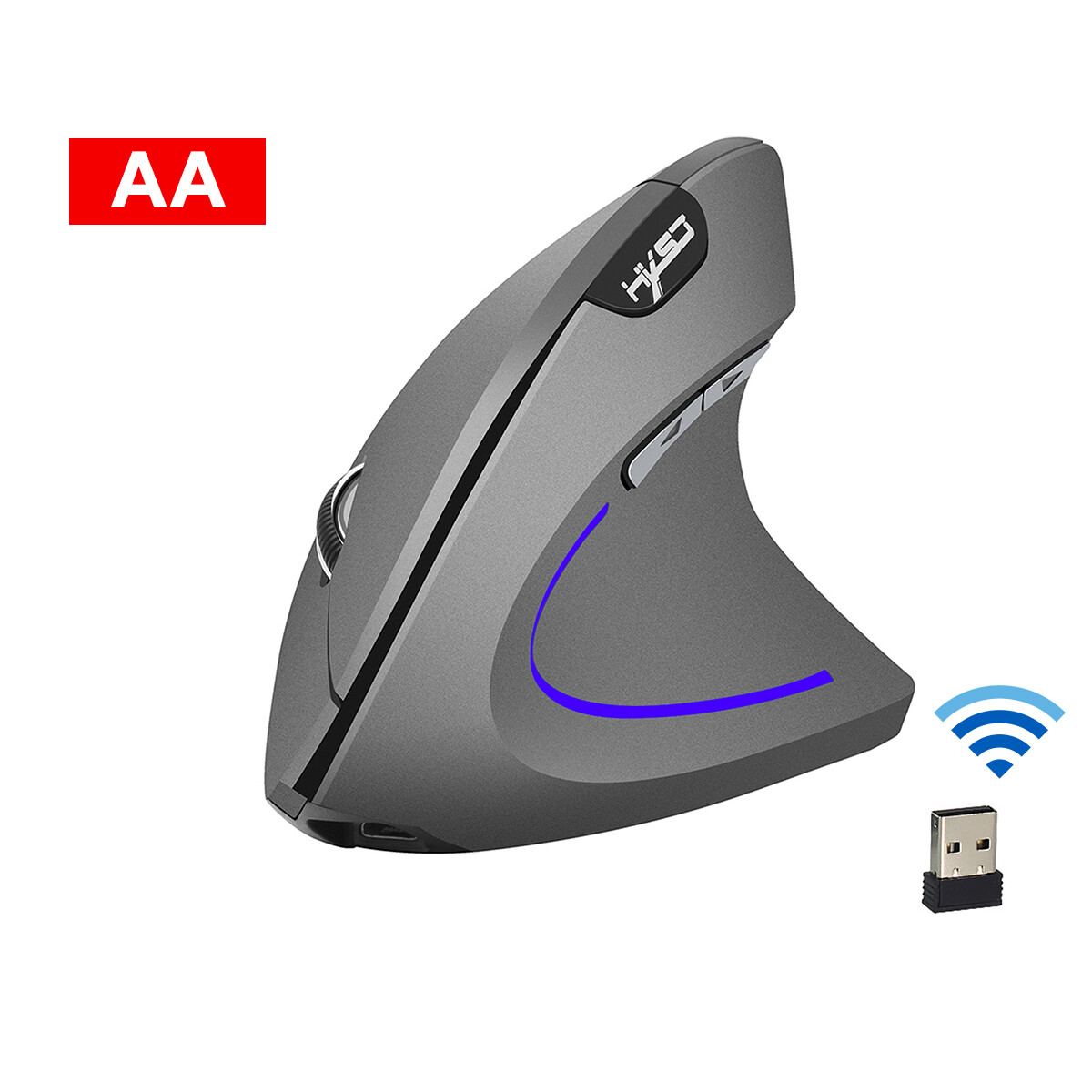 2.4GHz Wireless HOT SELL Vertical Mouse With Receiver 2400DPI Laptop/Desktop-T24 Grey