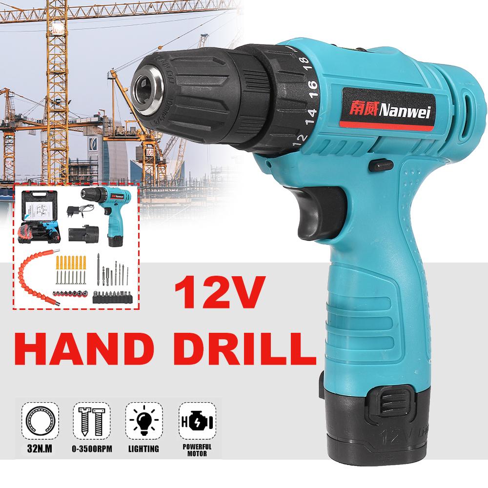 12V Lithium HOT SELL New Rechargeable Drill Hand Electric Power Tools Screw Machine EU 220V -
