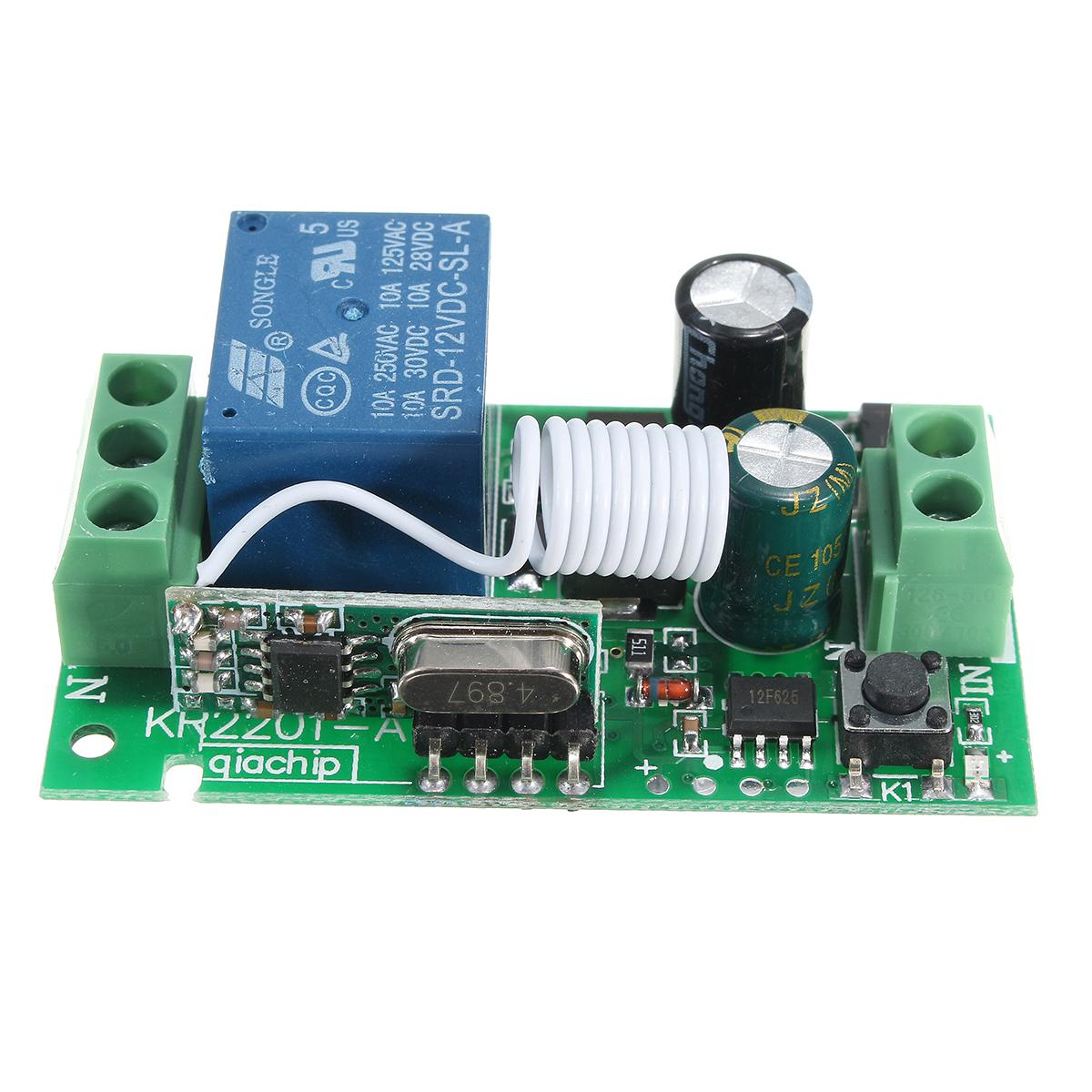 LEORY 1pc 315MHz/433MHz 220V 10A 1CH Channel Wireless RF Relay Remote Control Board Transmitter Receiver Switch Module