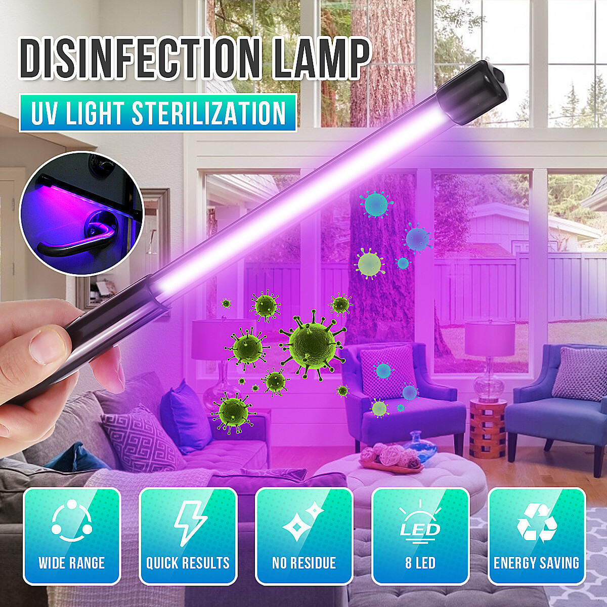 Universal Serial Bus Charging Portable Disinfection Lamp UV Light Sterilization Sterilization Stick Handheld Disinfection Antibacterial - 5w