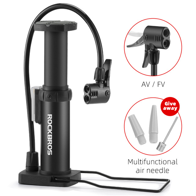 ROCKBROS 80PSI High Pressure Bike Pump AV/FV Portable Air Inflator Foot de ar bicicleta MTB Bicycle Pump Bike Accessories