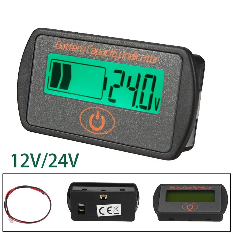12V LCD Acid Lead Lithium Battery Capacity Indicator Digital Voltmeter Black