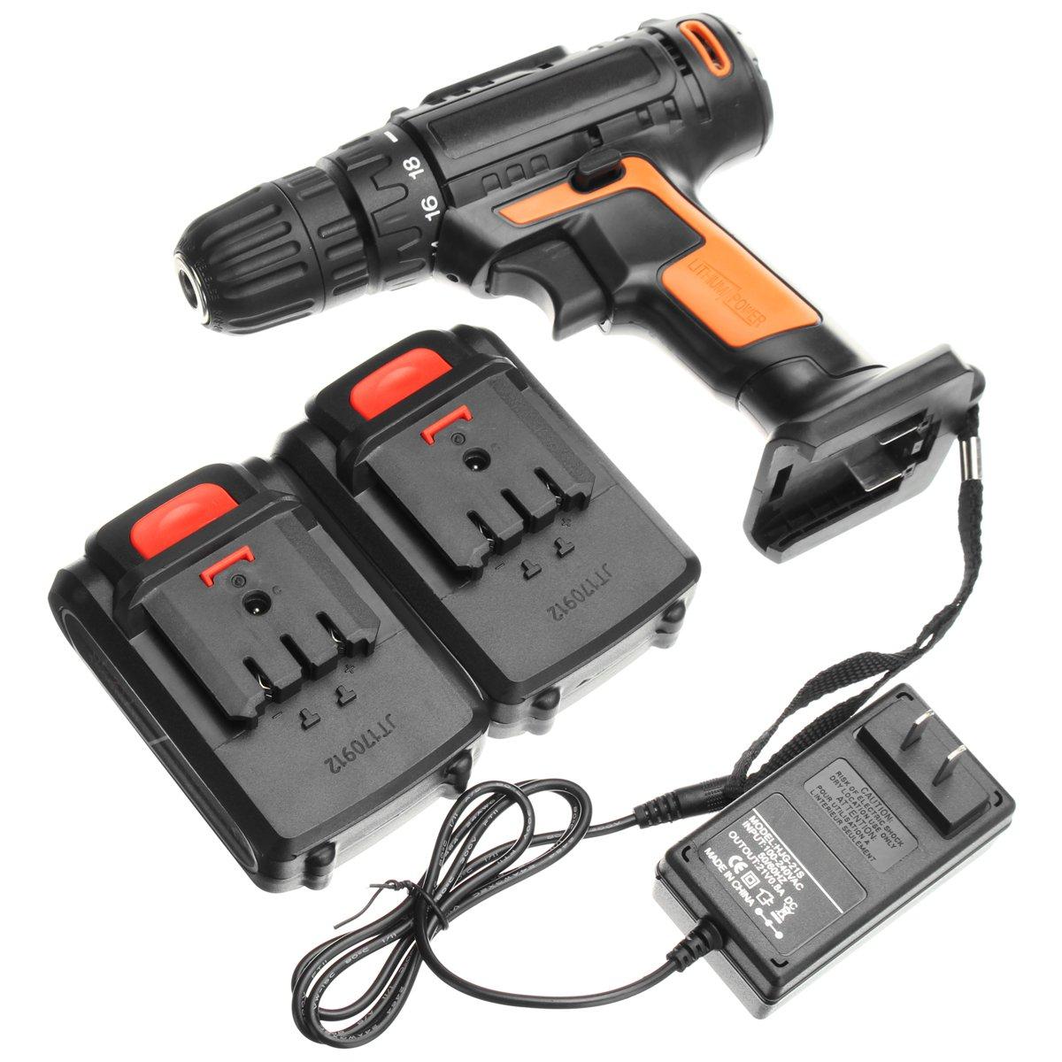 21V Cordless New Hammer Impact Drill Rechargeable Electric Screwdriver -