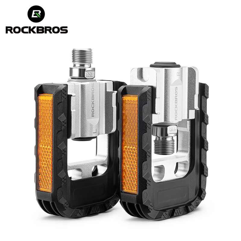ROCKBROS Bicycle Foldable Pedals Anti-slip Sealed Bearings Bike Pedal Aluminium Alloy Durable Universal Reflective Pedal For Folding Bike MTB