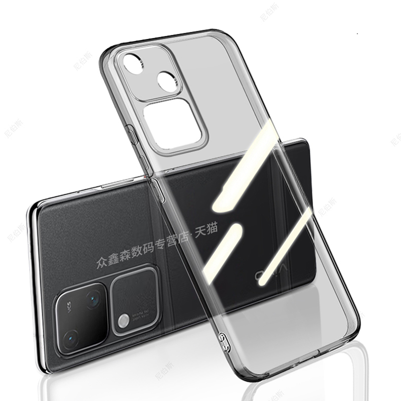 xprmy for Vivo V30 soft translucent black silicone flexible shockproof TPU crystal clear cover skin scratch resistant shock absorbing jelly case