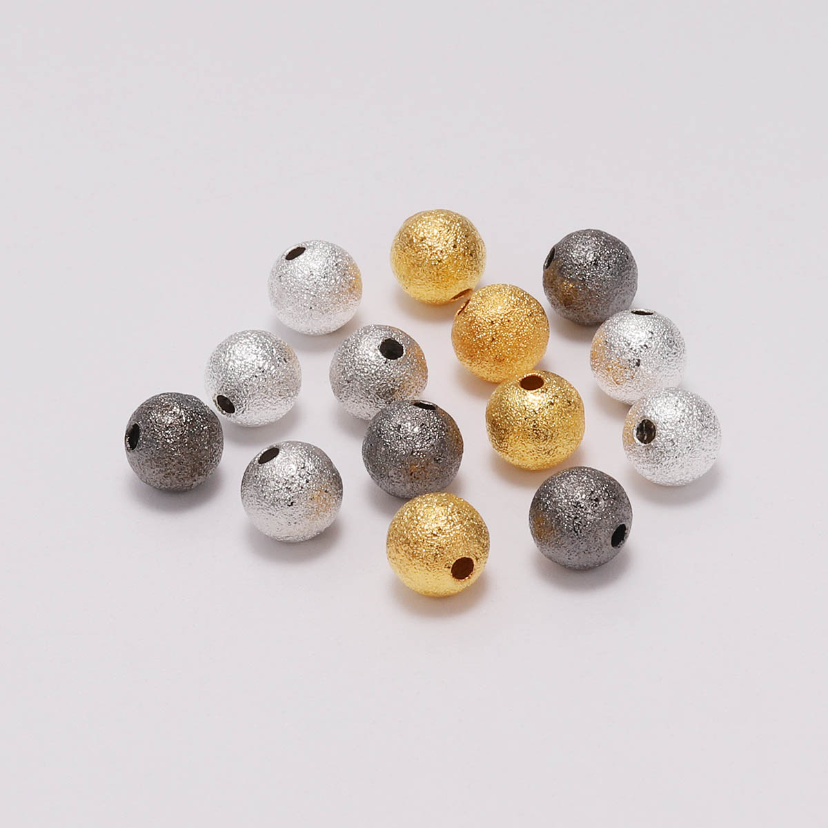 St.kunkka 100pcs/lot 4 6 8 10 12mm Silver Gold Round Copper Spacer Beads Frosted Ball End Seed Beads For Necklace Bracelet Jewelry