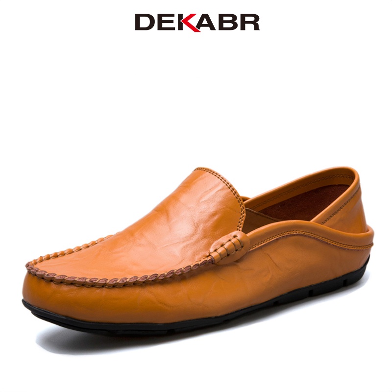 DEKABR Comfortable Handmade Hide Shoes Casual Men's Flats Design Man Driving Shoes Soft Bottom Hide Men Shoes Size 38-47