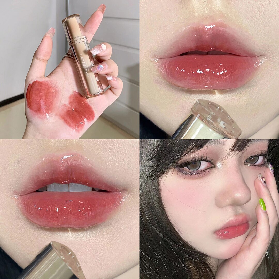 New Relax every day Iced Tea Mirror Lip Glaze Watery Lipgloss Clear Glossy Peach Lipstick Long Lasting Water Proof 24 Hours Transparent Jelly Liquid Lipstick Womon Beauty Makeup Lip Coetic