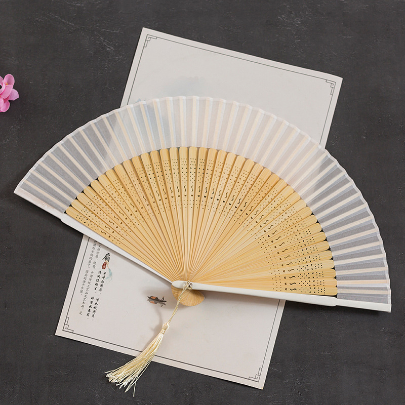 1pc Carved Bamboo Folding Fan Vintage Chinese Style Hollow Fan Wedding Hand Fan Fragrant Party Prop Decor Home Decoration