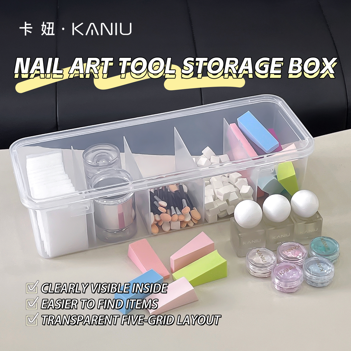 1PC LargeNails Art organizer Plastic Transparent Storage Box Pen brush Polishing Nail Buffer Files Plastic Container pen gpt