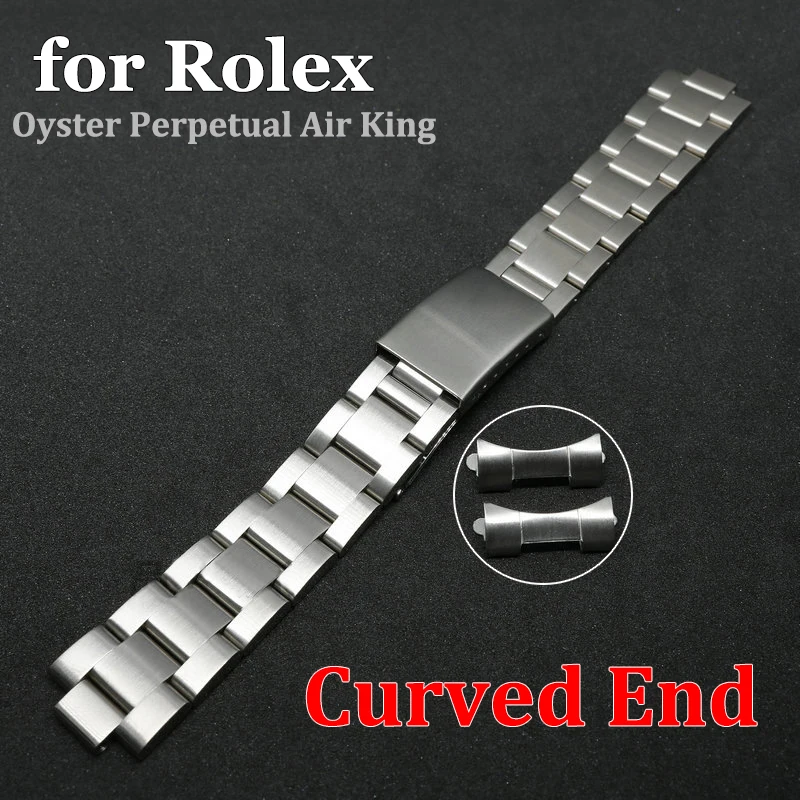 For Oyster Perpetual Air King Stainless Steel Strap Curved End Watchband for 40mm Solid Bracelet 19mm 20mm 21mm 13/17/18mm