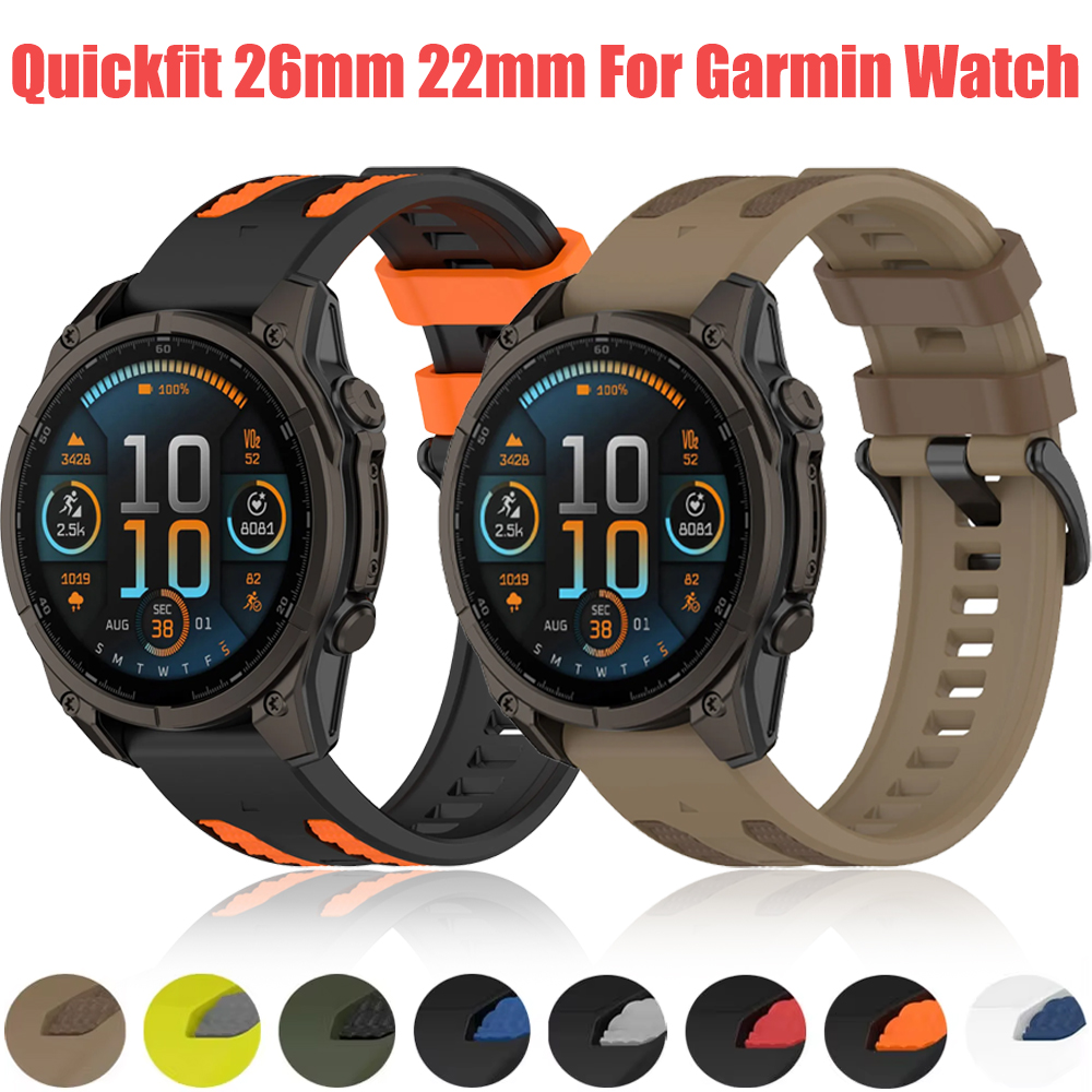QuickFit 22MM 26MM Silicone Strap for Fenix 8/Quatix 8 51MM 47MM 7X E Enduro 3/2 Bracelet Band Forerunner 970 965
