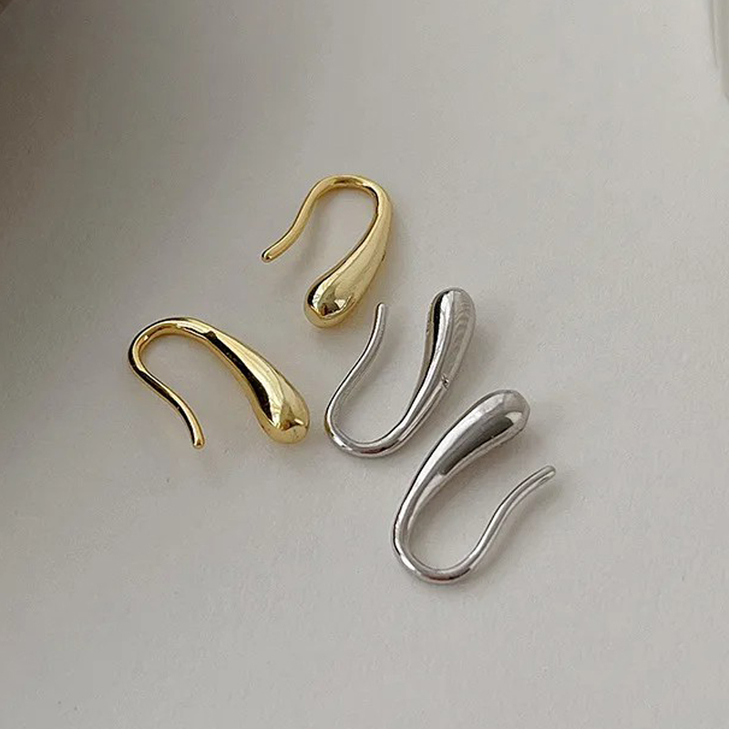 925 Sterling Silver Water Drop Shape Earrings for Women Simple Temperament Ins Retro Jewelry Party Birthday