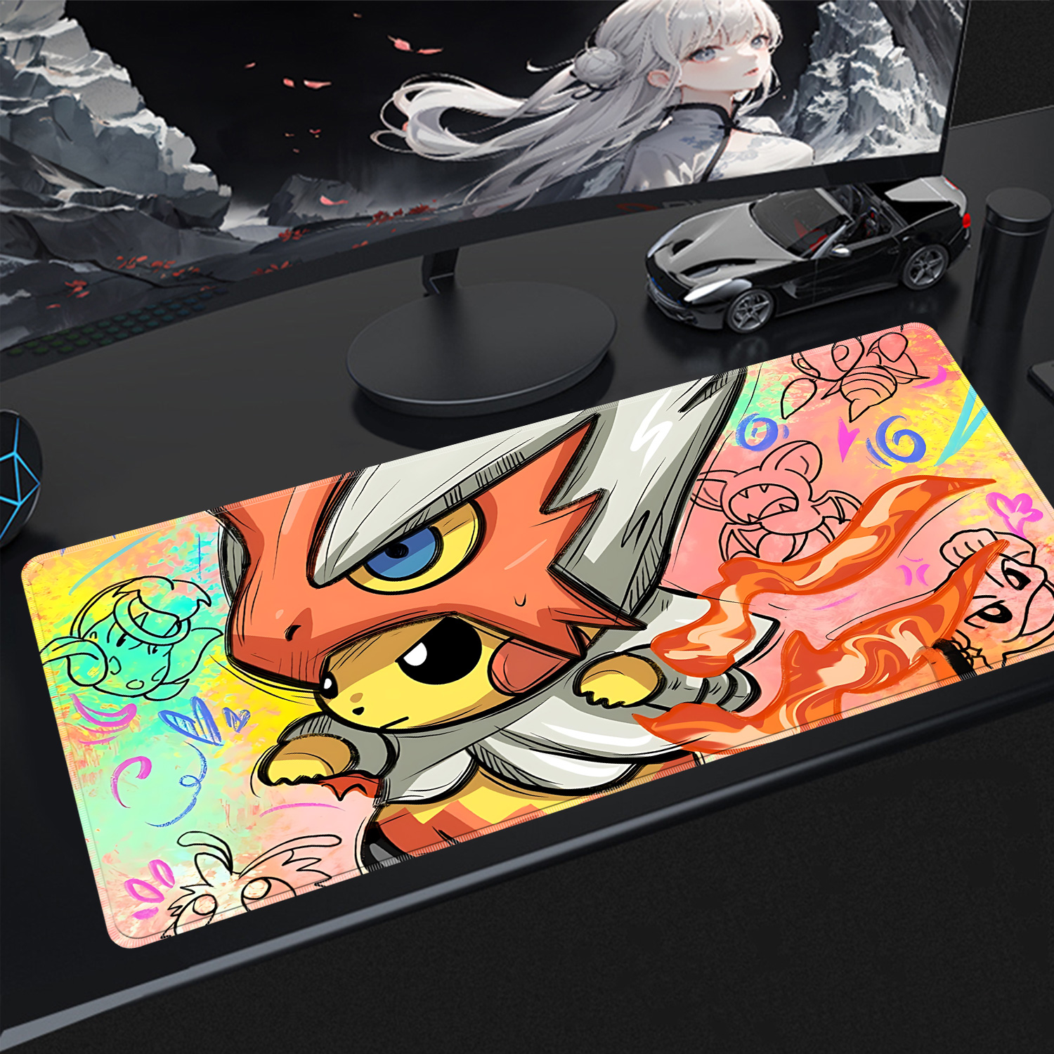 Cool Pokemon Pikachu Mouse Pad Large Game Desk Mat Computer Kawaii Anime Keyboard Pad Gaming Accessories Carpet Mousepad