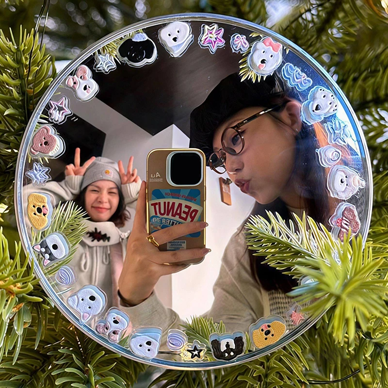 Travel Convex Mirror Photography Prop High-Definition Mirror Handheld Small Mirror Portable Makeup Mirror Travel Decor Prop