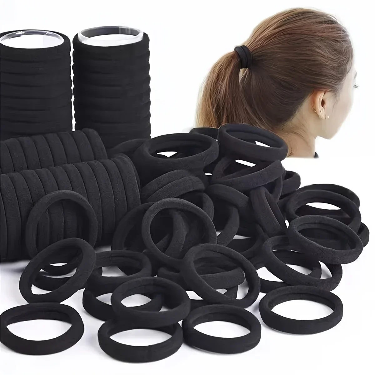 50-1000pcs Black Hair Ties Elastic Hair Bands Decorative Hair Accessories Set Holiday For Girls Kids hair bands for girls