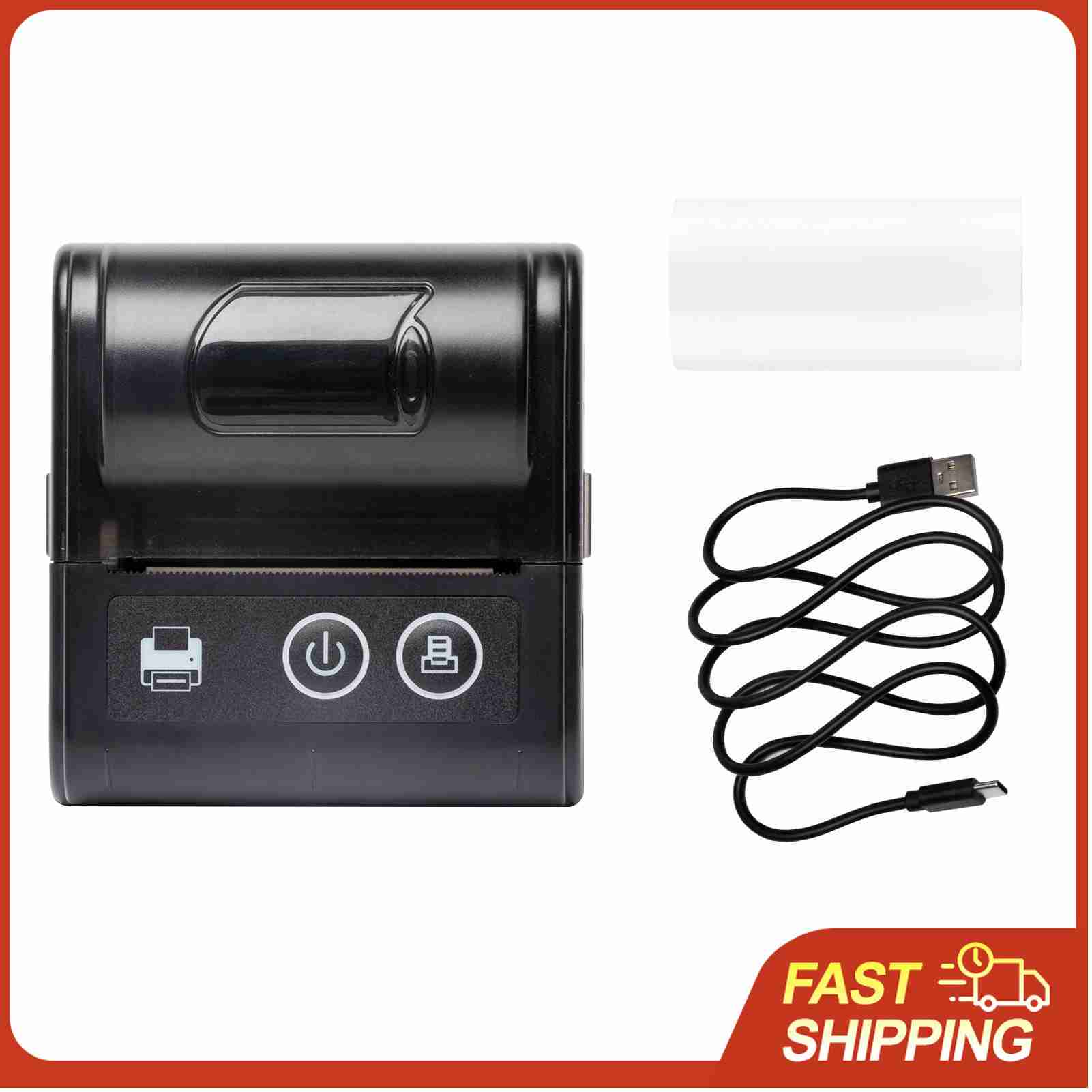 Portable Mini Thermal Receipt Printer USB BT Connection 2 Inches 57mm Wireless Printer High Speed with 1 Roll Paper Inside