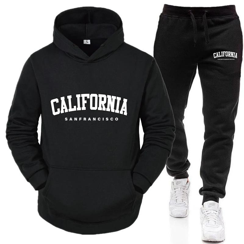Mens Tracksuit Hooded Sweatshirts Sweatpants Set Casual Sports Jogging Mens Clothing Office Home Suit Y2k Fashion Streetwear