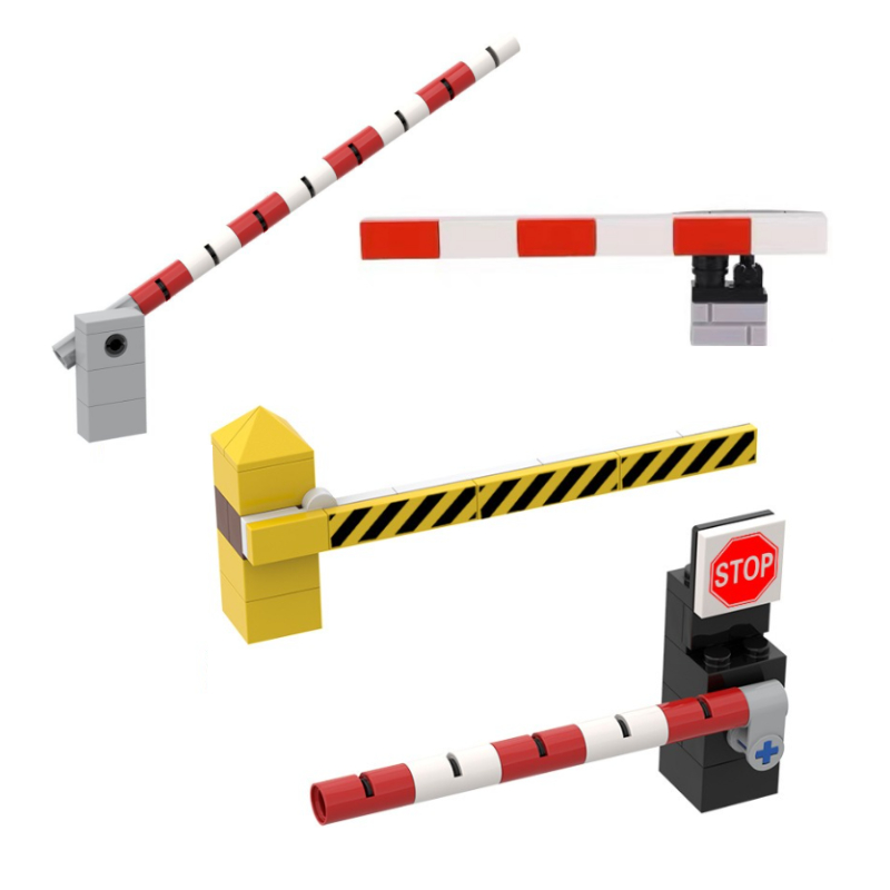 Children's Educational MOC Building Blocks: City Rail Guardrail Train Rail Passage Stop Parking Barrier Gate and Toy Model