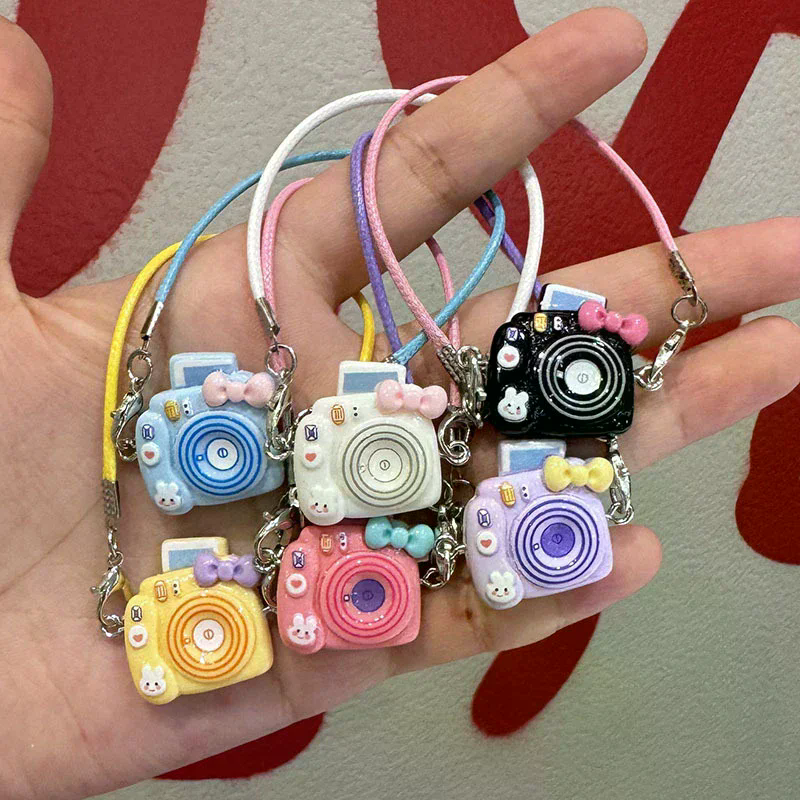 Cartoon Kawaii Dollhouse Mini Bow Camera Model Pendant For Plush Dolls Hanging Neck Decoration Accessories