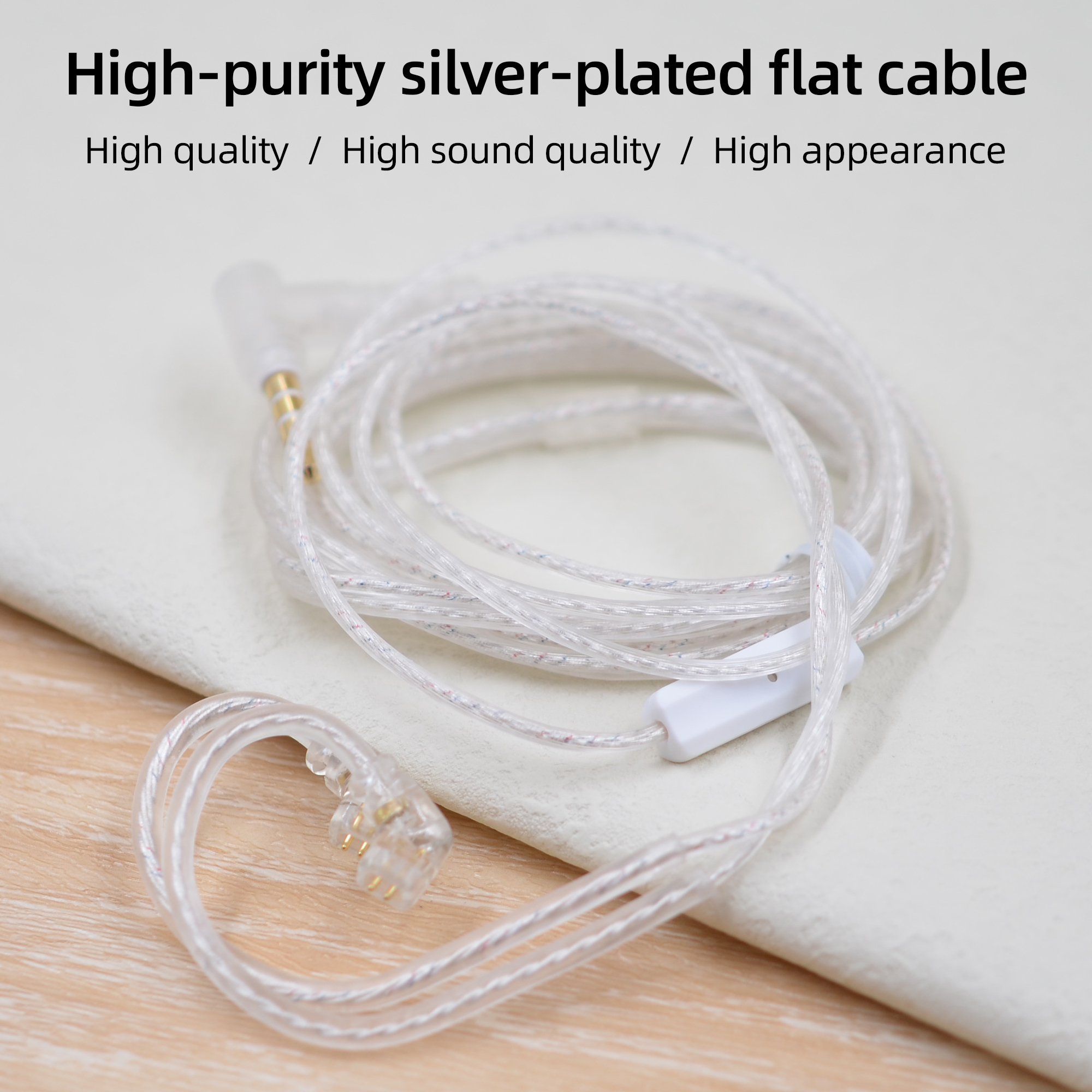 KZ 2pin0.75 C dual silver plated 3.5mm headphone cable compatible with EDX PRO/ZSN PRO/Saga/EDX Lite/ZS10 PRO/ZST Xheadphones