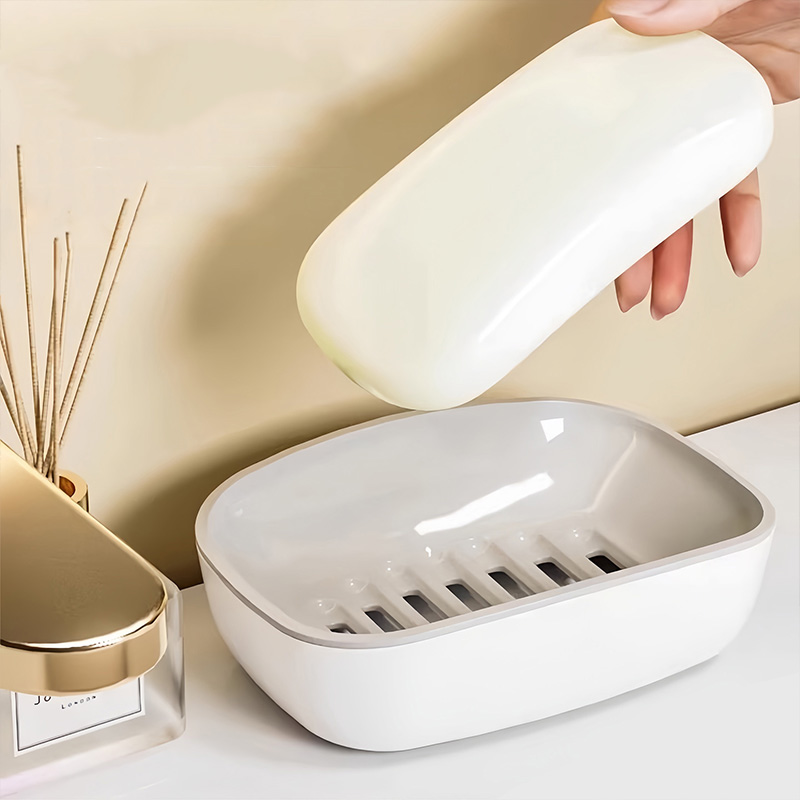​1PC Soap Box Double Layer Drain Soap Box Drain Laundry Soap Box Easy Clean Keep Soap Dry Household Bathroom Drain Storage Rack