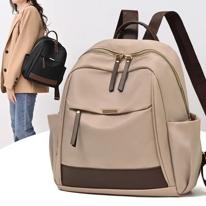 Women's Backpack Large Capacity Lightweight Casual Travel Backpack Nylon Material Simple Commuting Student Backpack Women's Bag