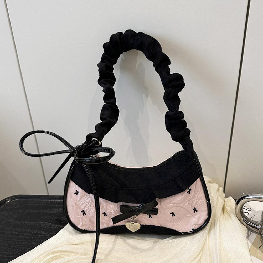 Korean Hundred Lace Bowknot Shoulder Bag Cute Ladies Armpit Bag Polka Dot Cherry Print Girls Crossbody Bag 2025 New