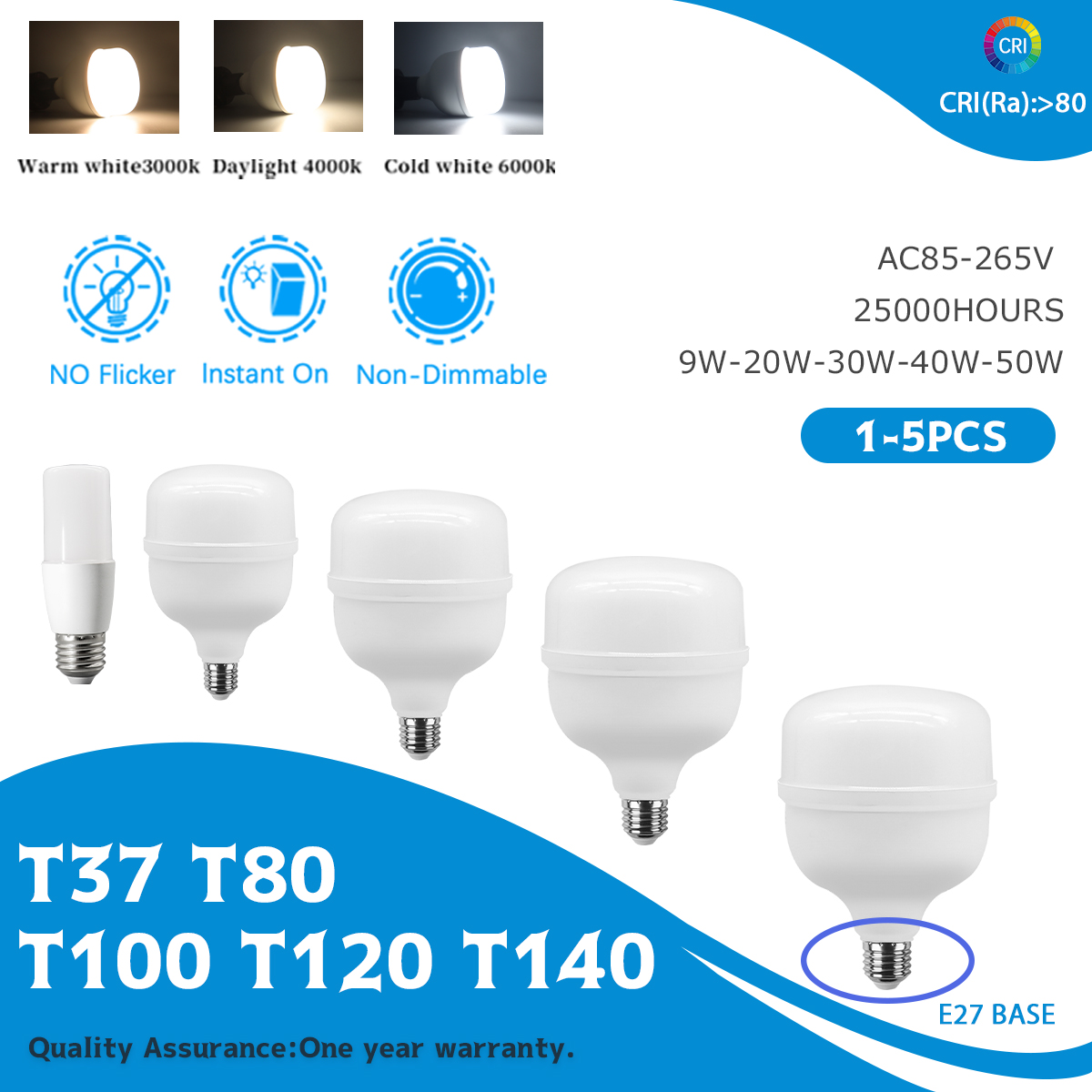 1-5PCS LED Bulb Lamps 50W 40W 30W 20W Super Bright E27 Light Bulb 220V 110V Lampada Living Room Home Bombilla Warm Cold White