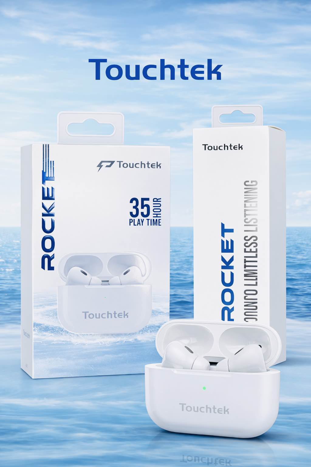 Touchtek Smart Pods TWS Wireless Earbuds Bluetooth 5.1, Type-C Fast Charging, HD Calling, Touch Control, LED Display, Long Battery Life, Portable Earphones for Android & iPhone