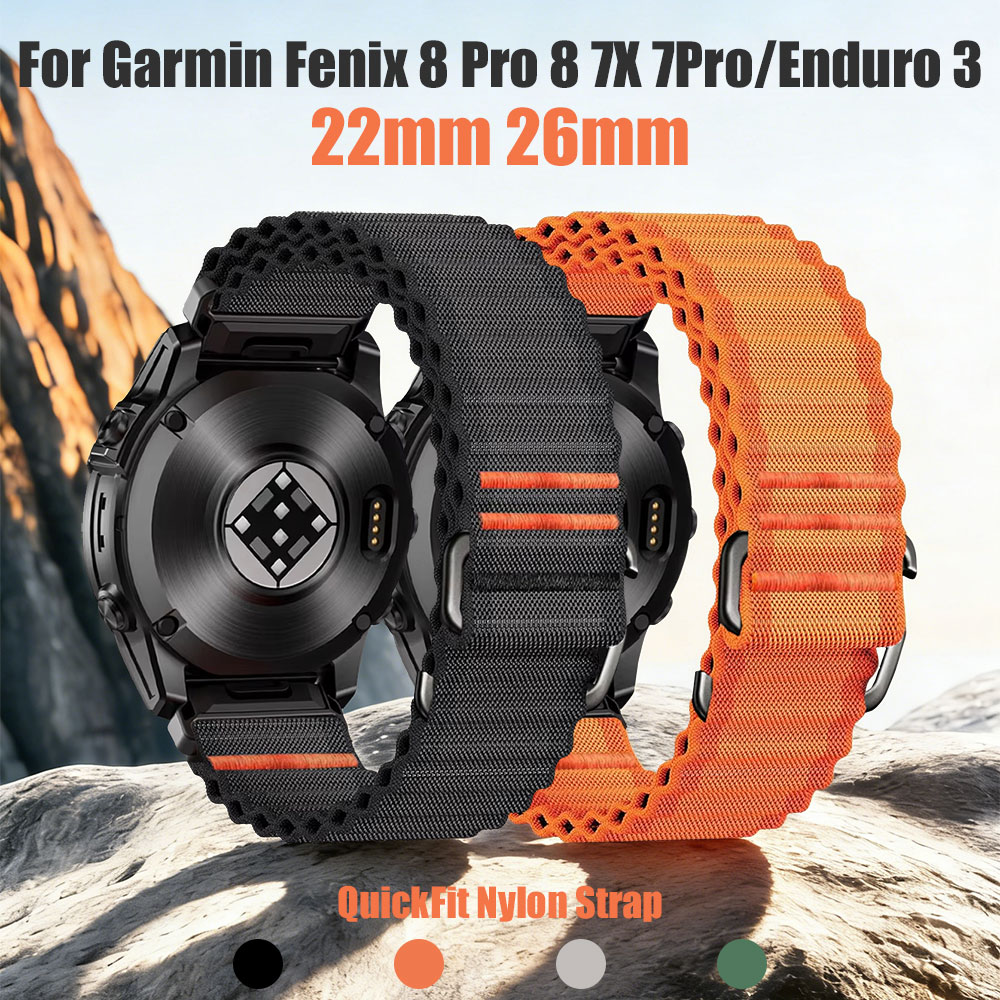 22mm 26mm QuickFit Nylon Watch Starp For Garmin Fenix 8 Pro 8 FE 7X 7/Instinct 2X/Tactix 8 7/Enduro 3 2 Replacement Watch bands