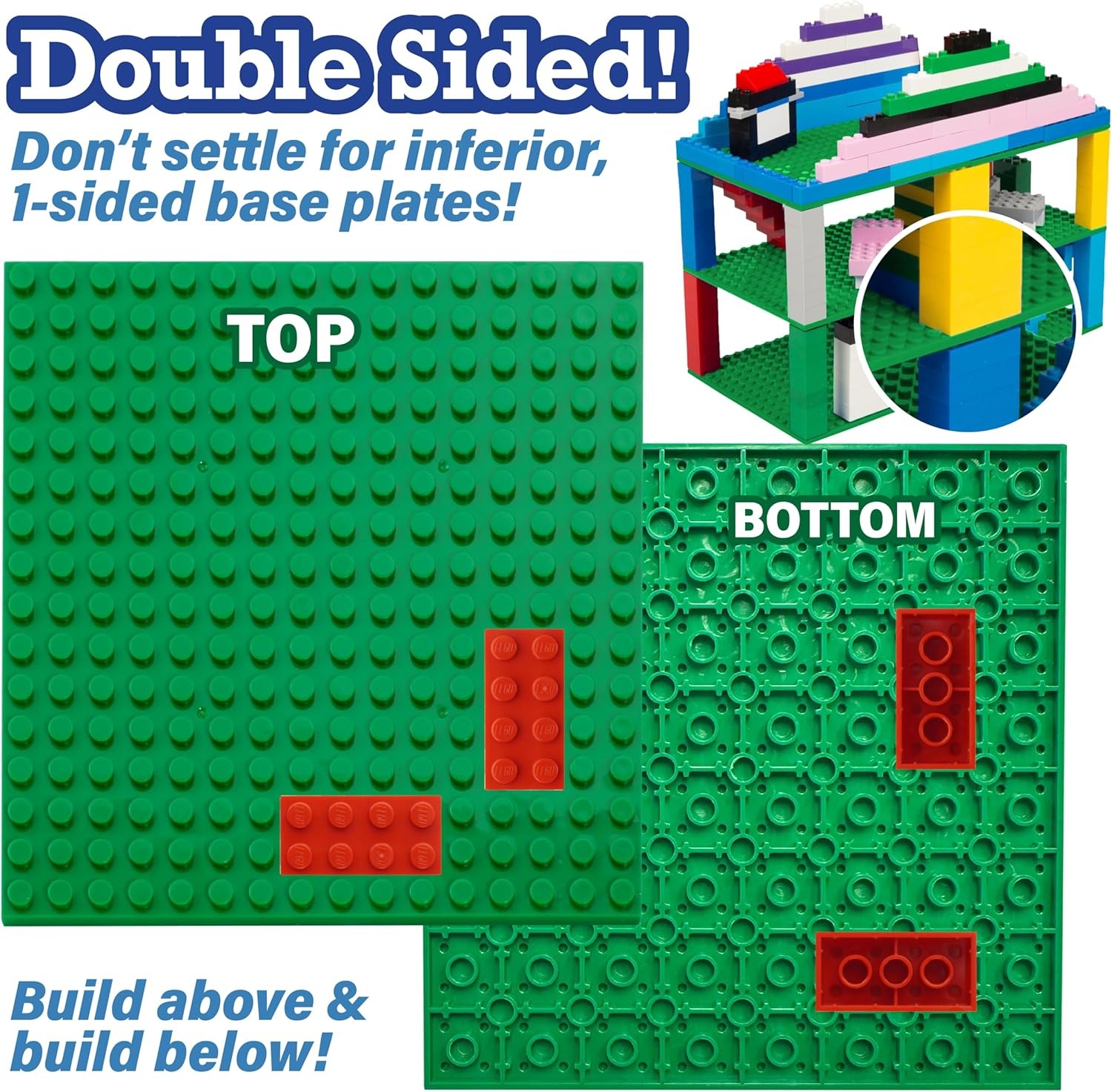 4pcs 16x16 douts MOC bricks double-sided Baseplate Plastic Multi Color Base Plate Compatible Building Brick Toys for kids