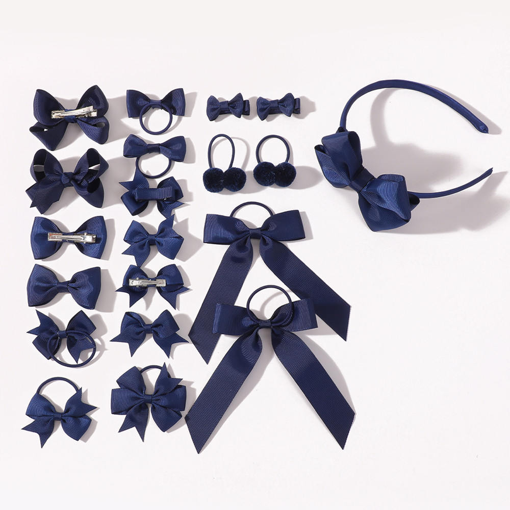 23Pcs Solid Color Hair Bows Headbands Hair Clip Hair Ties for Kids Girls Cute Bowknot Hairbands Headwear Hair Accessories Set