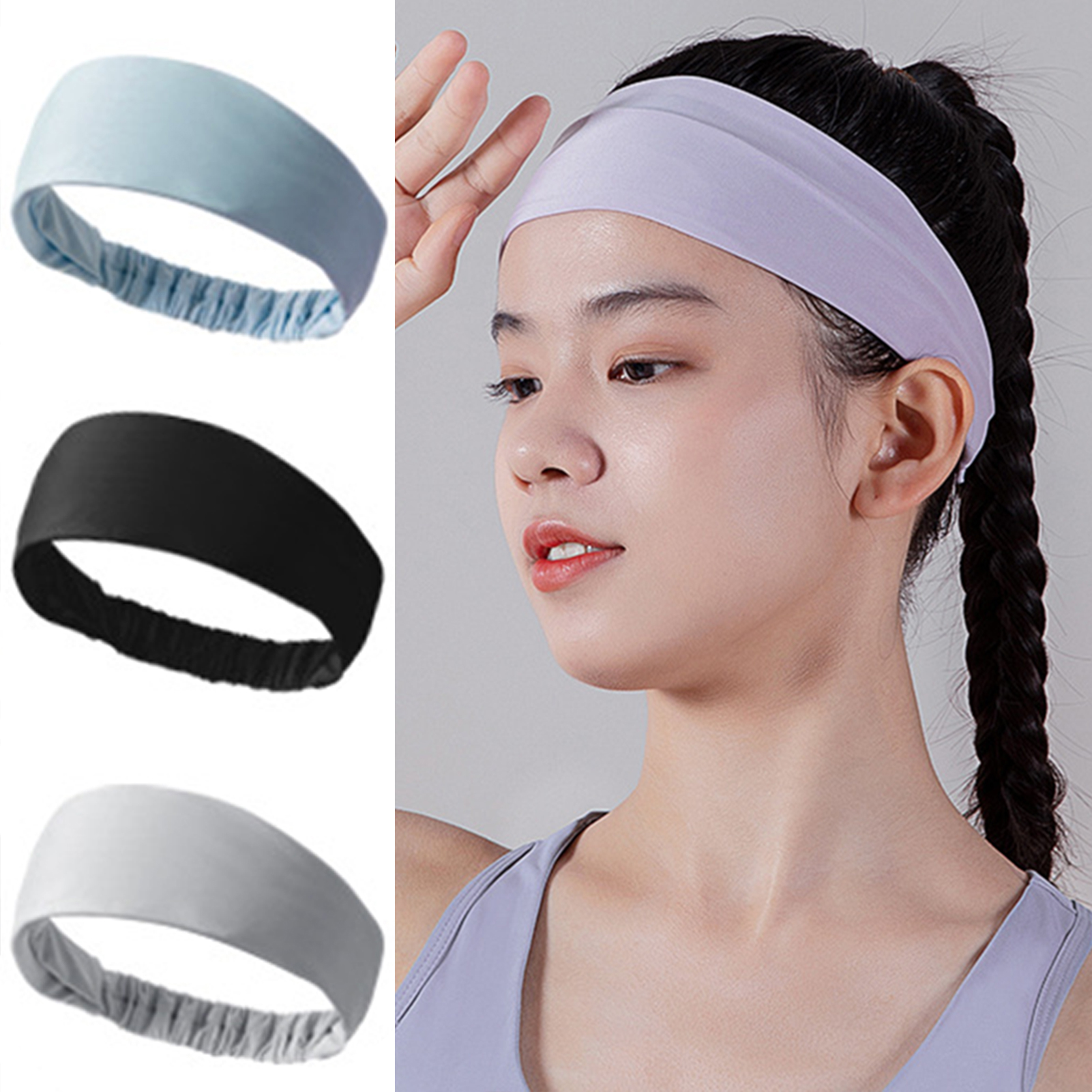 Athletic Headband Non Slip High Elasticity Secure Fit Lightweight Breathable Quick-Drying Gym Headband For Men Women For Outdoor