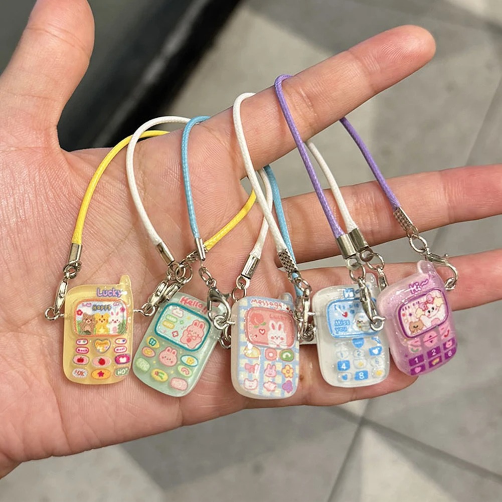 Mini Mobile Phone Pendant Ornament for 15-17cm Labubu - Cute Dollhouse Accessory & Sweet Couple for Cartoon Dolls