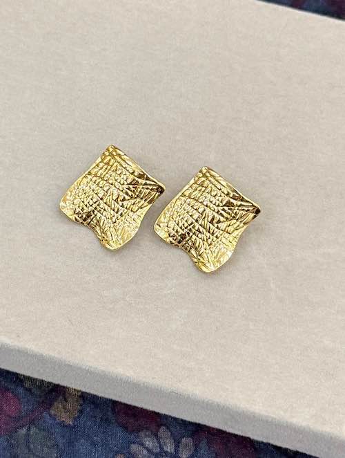 Stainless Square Crease Stud Earring