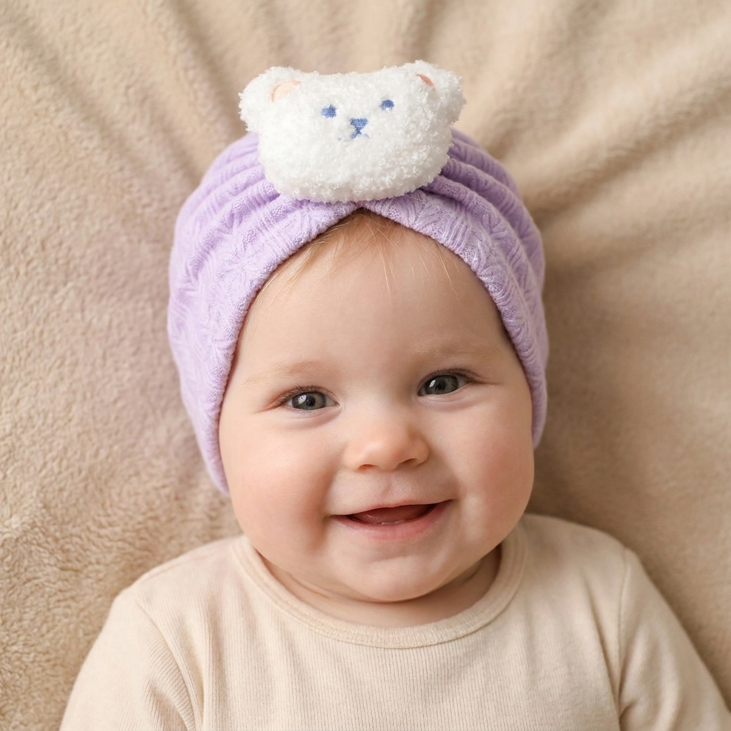 Cute Little Bear Baby Hat - Warm Comfortable Seamless Infant Cap for Autumn And Winter Newborn Headwear